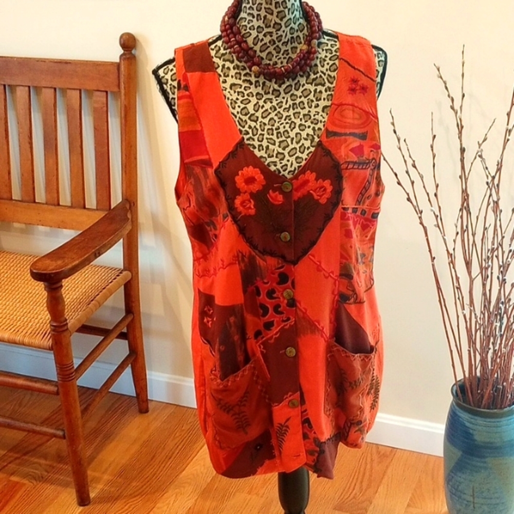 Vintage Nash Bohemian Patchwork Vest w/ Embroidered Detail Size:M 100%Rayon